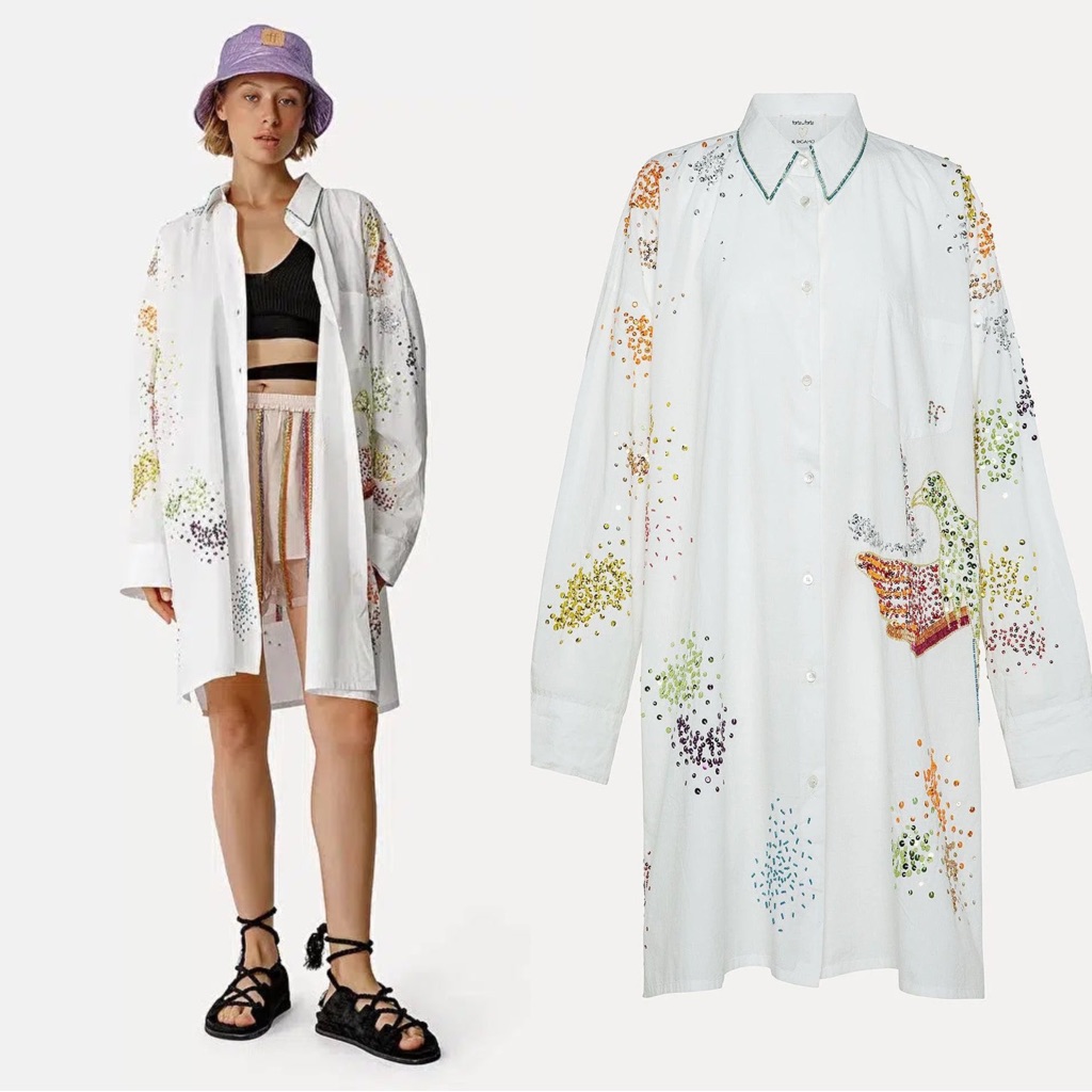 Forte Forte Sequin Button Down Shirt Dress